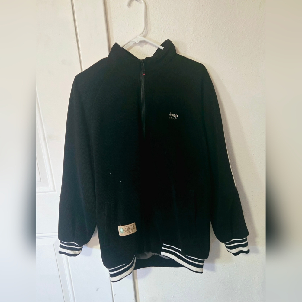 Zuai Men Jeep Black Zip-Up Jacket 3XL